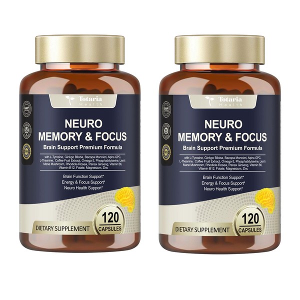 (2 Packs) 25 in 1 Brain Supplements for Memory and