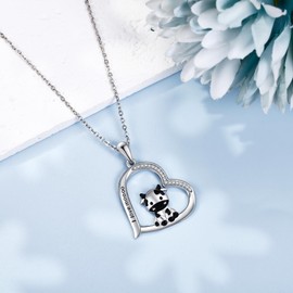 JERWLI Cute Cow Necklace For Women 925 Sterling Sliver Animal Cow Pendant Necklace Cow Jewelry Gifts for Women Lover, Medium, Sterling Silver, No Gemstone