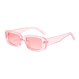 Dollger Vintage Rectangle Sunglasses Women Men UV400 Protection Fashion Square Frame Eyewear (Pink)