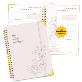 Decorably 60 Sheets Undated Daily To Do List Notebook with Gold Corners, 6.4x8.5in Aesthetic Spring-Bound Daily To Do List Planner with Simplified Sections and Inspirational Quotes, Checklist Planner