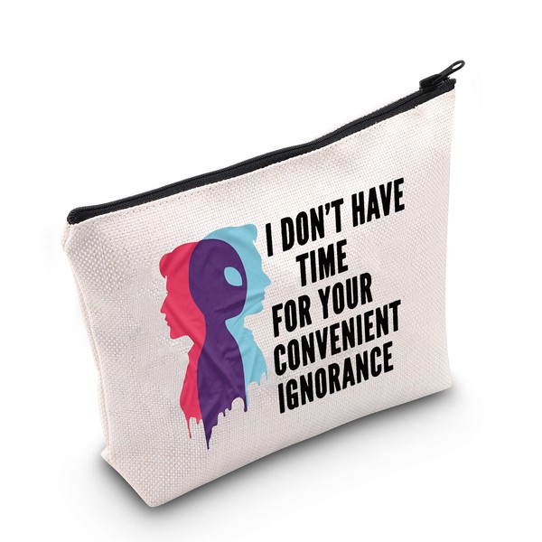 LEVLO X-Files Alien Cosmetic Bag with Zipper, Alien UFO-Inspired Gift I Don't Have Time For Your Convenient Ignorance X-Files Makeup Bag for Friends Family, I Don't Have Time,
