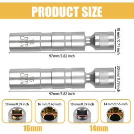 WYTNB Spark Plug Remover Kit, 14 mm & 16 mm Universal Flexible Spark Plug Wrench, 12 Piont Spark Plug Insert Magnetic, 3/8 Inch Magnetic Rotating Spark Plug Tool for Car Repair