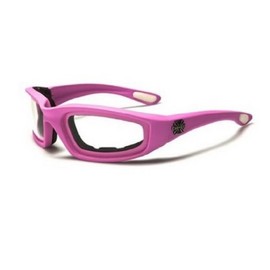 Choppers Womens Pink Padded Motorcycle Biker Glasses Goggles - Several Lens Colors Available! (Pink - Clear Lens)