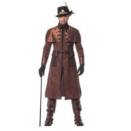 shoperama Men's Steampunk Coat Brown/Black Victorian Industrial High Quality, 50