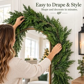 Artificial Cedar Garland for Christmas Decor – 1.8M Hanging Greenery for Mantel, Wall, Doorway & Outdoor Display