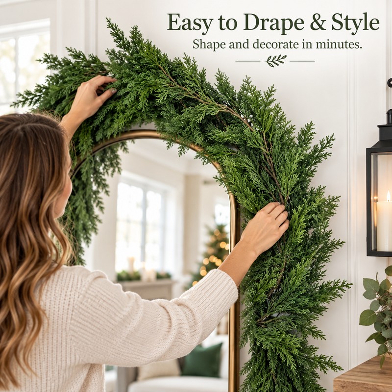 Artificial Cedar Garland for Christmas Decor – 1.8M Hanging Greenery