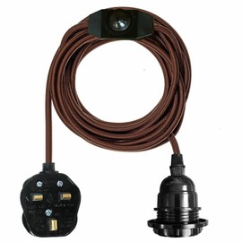 LEDSone Industriële Hanging Lamp Set, E27 Hanging Lamphouder, 4 Metre Flexible Fabric Cable with Dimmer Shake for Ceiling Hanging End (Brown)