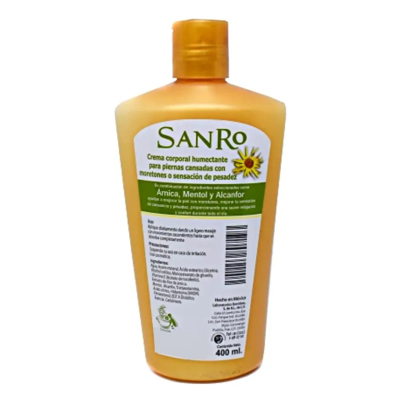 Crema Para Piernas Corporal Sanro Arnica Antiinflamatoria (3 Árnica