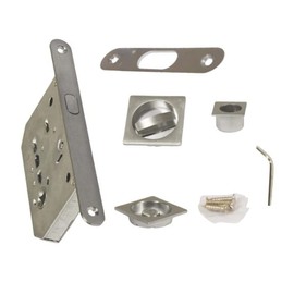 bricoleva.it Sliding Door Lock Set Square with Touch Handle with Lock for Sliding Door (Color Satin Chrome)