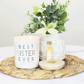 Simply Said, INC Strawberry Cream Candle - Best Sister Ever - Sister Birthday Gift Ideas - Sister Candle - Strawberry Scented Candle - Strawberry Soy Candle CDL1035