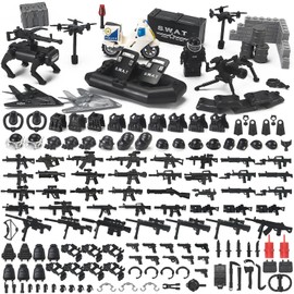 SWAT Gear Weapons Pack City Police Team with Robot Dog Drones Boat Kit