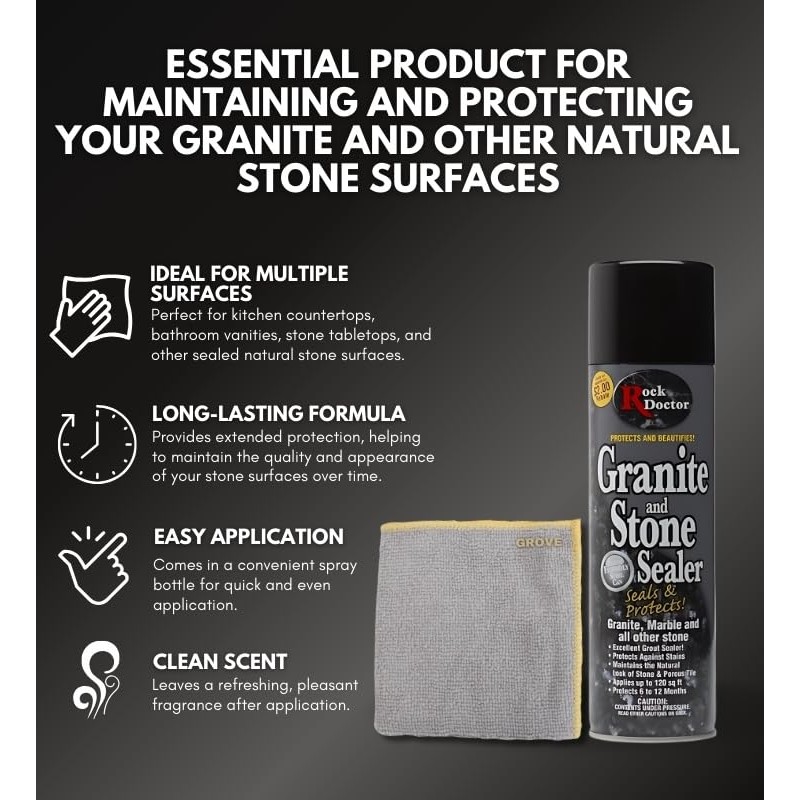 Rock Doctor Granite Sealer Spray 18 oz Bundle with Microfiber