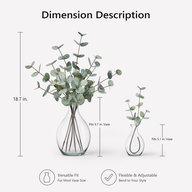 FIACO Artificial Eucalyptus Stems 18.7" 6 Pcs Fake Eucalyptus Plants