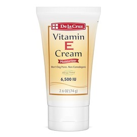 De La Cruz Vitamin E Cream Moisturizer for Face and Neck - Moisturizing Skin Care for All Skin Types - Made in USA, 2.6 oz Tube