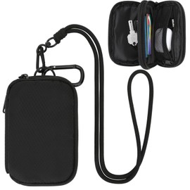 E-Tree RFID Blocking Credit Card Holder with Keychain, ID Badge Holder with Neck Lanyard & Carabiner, 2-Layer Compact Waterproof Wallet Pouch with Long Strap for Travel, Camping, Hiking, Shopping