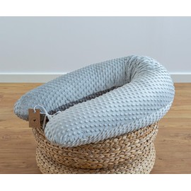 LOOLAY Pregnancy Pillow, Nursing Pillow, 170 cm, Side Sleeper Pillow, 100% Minky, with Removable Cover, Ergonomic Pregnant Pillow for Sleeping (Silver-Grey)