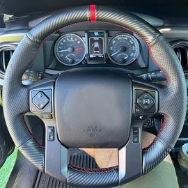 Carbon Fiber Leather Steering Wheel Cover for Toyota Tacoma 2012-2023 / Tundra 2014-2021/ Toyota 4Runner 2010-2014 2015 2016 2017 2018 2019 2020 2021 2022 2023/ Sequoia 2014-2022 Accessories