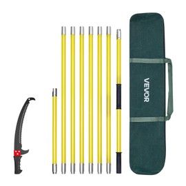VEVOR Manual Pole Saw, 3.84-26.25 ft Extendable Pole Tree Pruner, Sharp 65Mn Steel Blade, Lightweight Fiberglass Handle Pole, Double-Hook Saw for High Branch Trimming, Pruning Tool for Palms, Shrubs
