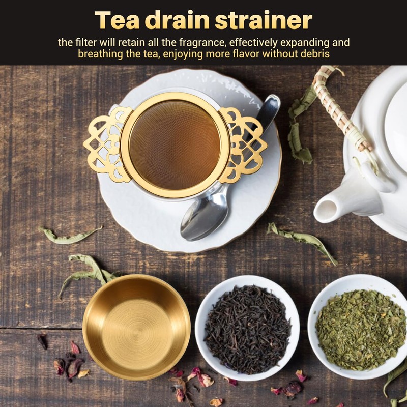 Gokoti Stainless Steel Tea Strainer with Drip Bowl Easy Clean