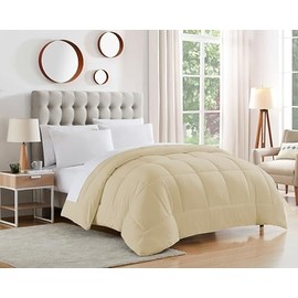 Dorm Room Essentials College Bedding Comforter 1 Piece Full Size Solid Color Duvet Insert for College Students Boys and Girls, Full, Beige Cream