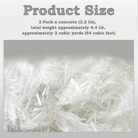 GSYUWIH 4.4 Lb Fiberglass for Concrete Mix,Concrete Fiber Reinforcement Glass Fibers,3/4'' (19 mm) Fiberglass White Mortar Mix for Crack Resistance in Concrete Construction Walls Gardens Floors