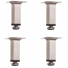 Y&Y Decor 4pcs 100mm 4'' Adjustable Square Metal Leg Cabinet Furniture Brushed Nickel