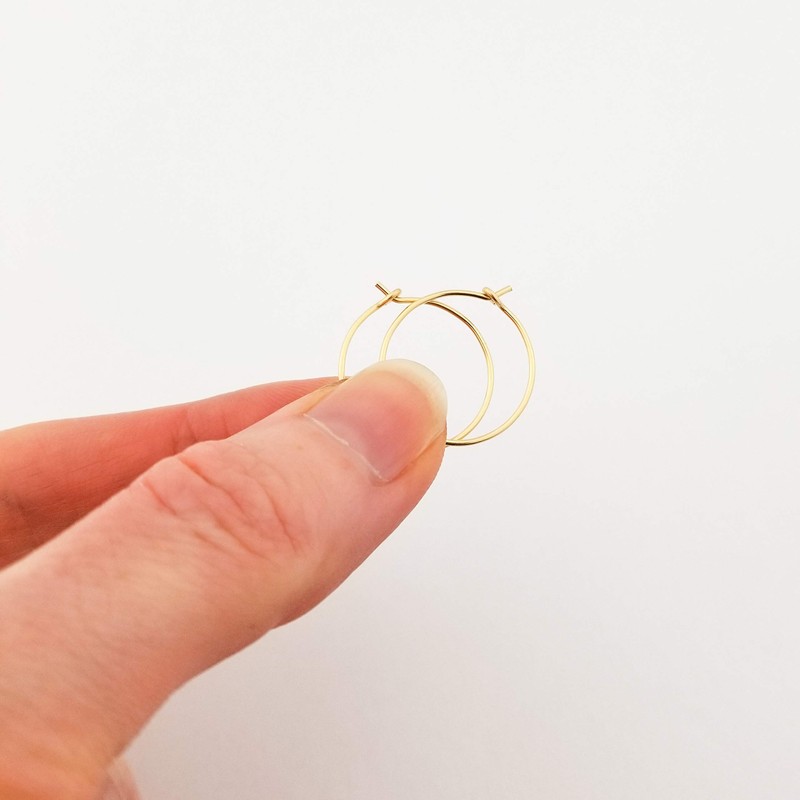 3/4 Inch Thin 14k Solid Gold Hoop Wire Earrings 20