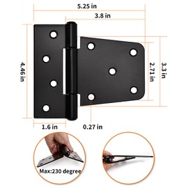 Sange Sopffy Heavy Duty Gate Hinges Black Iron hinge3.5 Inch for Outdoor Barn, Shed, Deck, Wood Door, and Fences (Screws Included) (2)