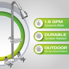 Homewerks 3070-252-BN-B-WS Outdoor Shower Kit with Soap Dish, Corrosion, Rust Resistant Brushed Nickel