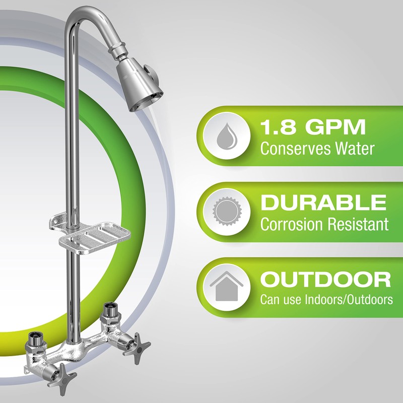 Homewerks 3070-252-BN-B-WS Outdoor Shower Kit with Soap Dish, Corrosion, Rust