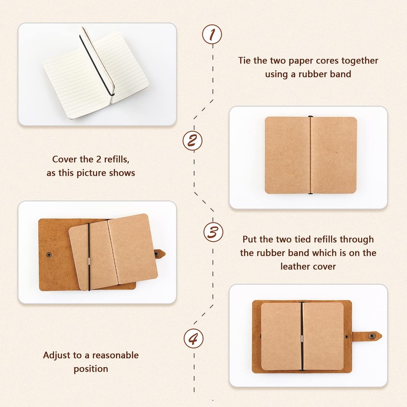 Fasjosma Leather Small Travel Journal Notebook, Vintage Daily Journal notebook