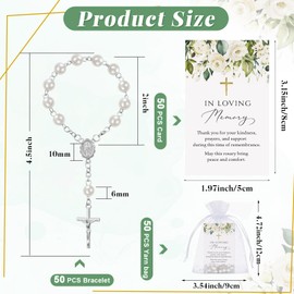 Quelay 50 Sets Funeral Favors for Guests, Celebration Favors Mini Rosary Organza Bags Loving Memory Cards for Memorial Party Supplies Funeral Guest Return Gifts