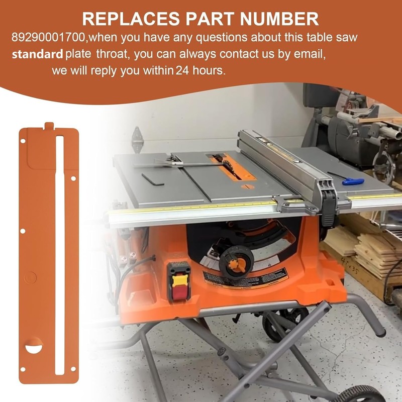 89290001700 Standard Table Saw Throat Plate Replacement Compatible with Ridgid