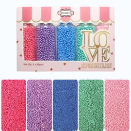 Confect Pearl Sprinkles | Assorted pack of 5 Funky Disco Sprinkles | Baby Shower Mix Hot Pink, Purple, Blue, Teal & Baby Blue Pearl Disco Ball Dragees - Vegan, Gluten-Free, Nut-Free, Soy-Free, Dairy-Free, Palm Oil-Free, No Artificial Dyes - 5 Oz