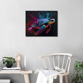 TISHIRON Sea Turtle Paint by Numbers for Adults Beginner and Kids Animals DIY Paint by Number Kits on Canvas with Brushes Oil Hand Painting Canvas Gifts Art Crafts 16"x20"(Frameless)