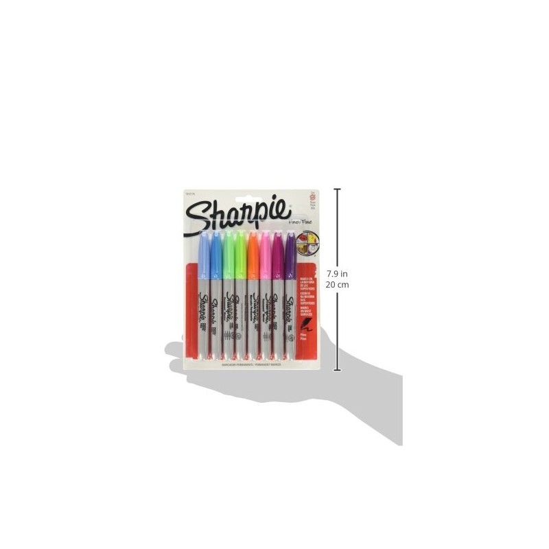 Sharpie Marcadores Permanentes, Punta Fina, Surtidos, 8 Piezas, 1812776