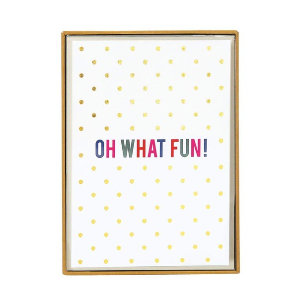 Graphique Oh What Fun Holiday Cards | Pack of 15 Cards with Envelopes | Christmas Greetings | Gold Foil and Embossing | Boxed Set | 3.25" x 4.75"
