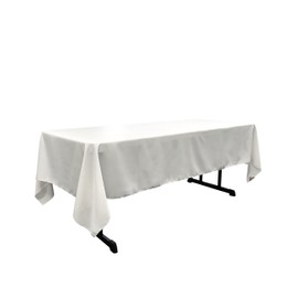 LA Linen Polyester Poplin Rectangular Tablecloth, 60 by 126-Inch, White
