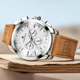 FORSINING Men's Transparent Sport Watch, Luxury Genuine Leather Strap Fashion Automatic Mechanical Skeleton Watch Mens Watches