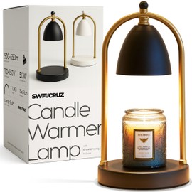 SWFTCRUZ Candle Warmer Lamp with Timer & Dimmable Brightness – 50W GU10 Bulb Included – Home Fragrance Warmer - Fixed Height for Candles Up to 15cm (Black)