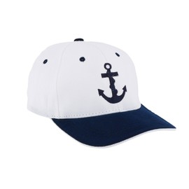 NKlaus Cap 'Anchor' White/Blue Cotton Blue Embroidered - Nautical Retro Style Hat Ocean Elegance 16077, blue, XXS-4XL