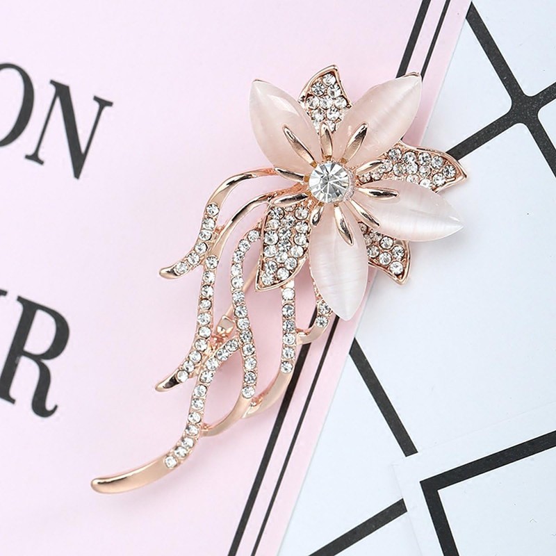 Mecool Created Cats Eye Brooch for Women Classy Bouquet Bridal