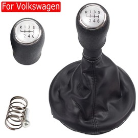 Manual Gear Knob Gear Stick Gaiter Leather Replacement Kit for V=olkswagen Transporter T5 T5.1 Gp 2003-2011 (6-Speed)