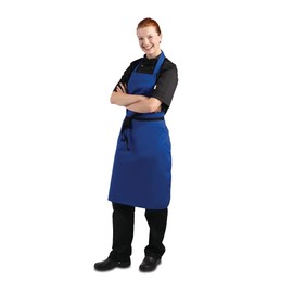 Whites Chef's Cook's Polycotton Long Bib Apron, Royal Blue, Professional and Home Kitchen, Machine Washable, Size: 711(W) x 965(L)mm | A542