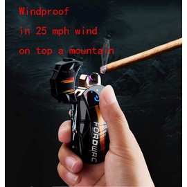 Dual Arc Plasma Lighter - Windproof, Touch-Start with LED Light, USB Rechargeable, Car Shape, Novelty Electric Lighter (Blue)