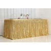 PartyDelight 6ft Gold Sequin Table Skirt for Round/Rectangle/Square Table for