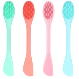 YUXIANLB 4 Pcs Facial Cleansing Brush Silicone Face Mask Brush Reusable Skincare Supplies Tool 2 in 1 Double-Sided Facial Scrubber Applicator Tool for Makeup Skincare Mud Clay Body Lotion DIY Mask
