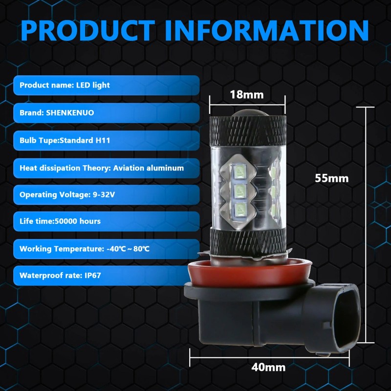 SHENKENUO For 2016 2017 2018 Nissan Maxima LED Headlight Hi/Lo+Fog