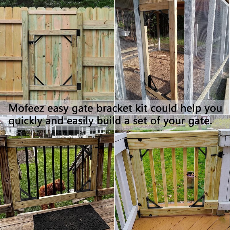 Mofeez Fence Gate Kit Iron Gate Hardware with Gate Latch