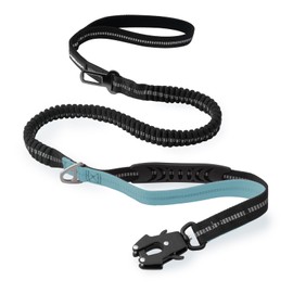 Heavy Duty Tactical Dog Leash with Quick Release Carabiner and Highly Reflective Threads,4-6FT Power Stretch Dog Leash for Medium Large Dogs (Black & Blue)
